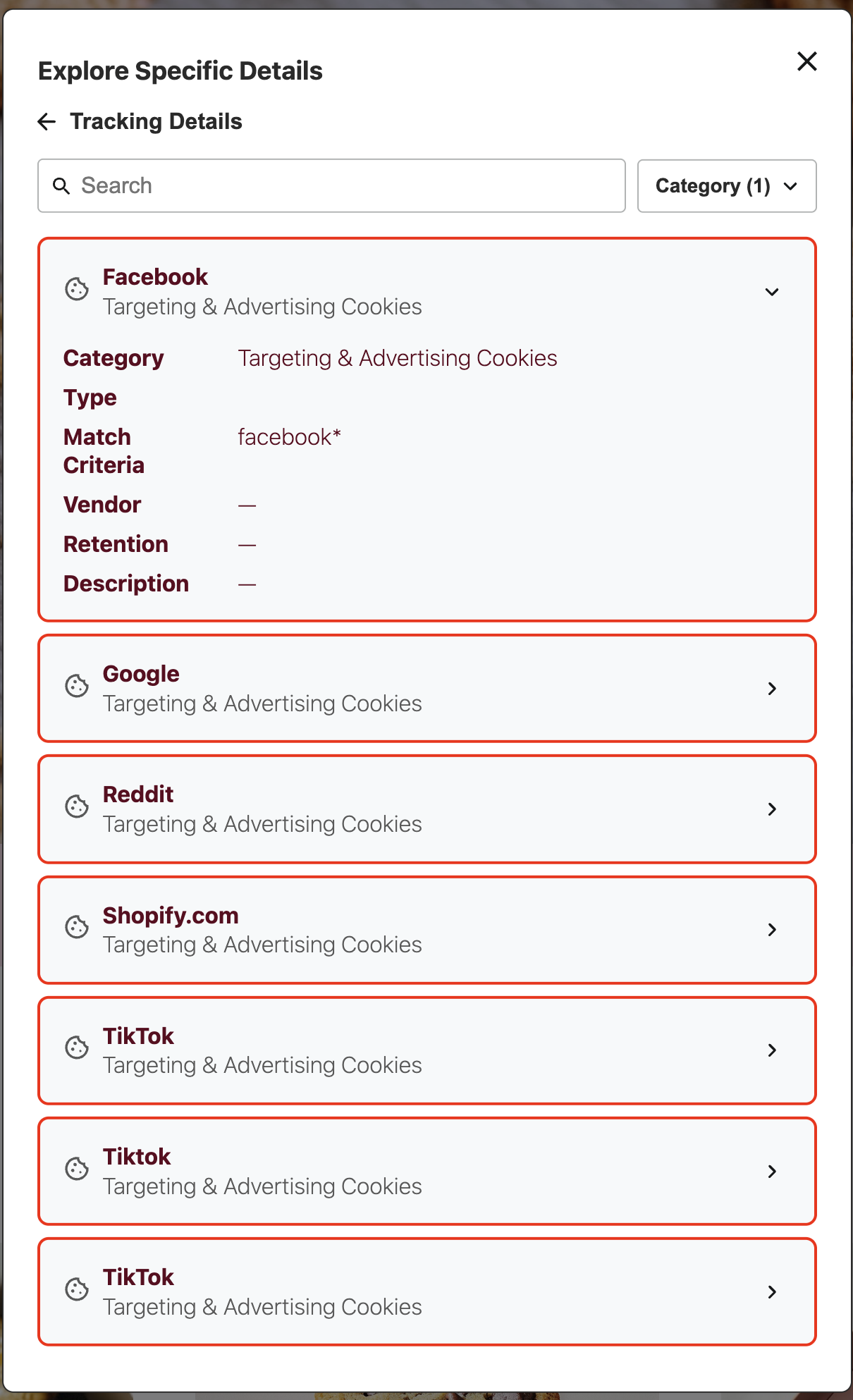 DG Tracking Details Item