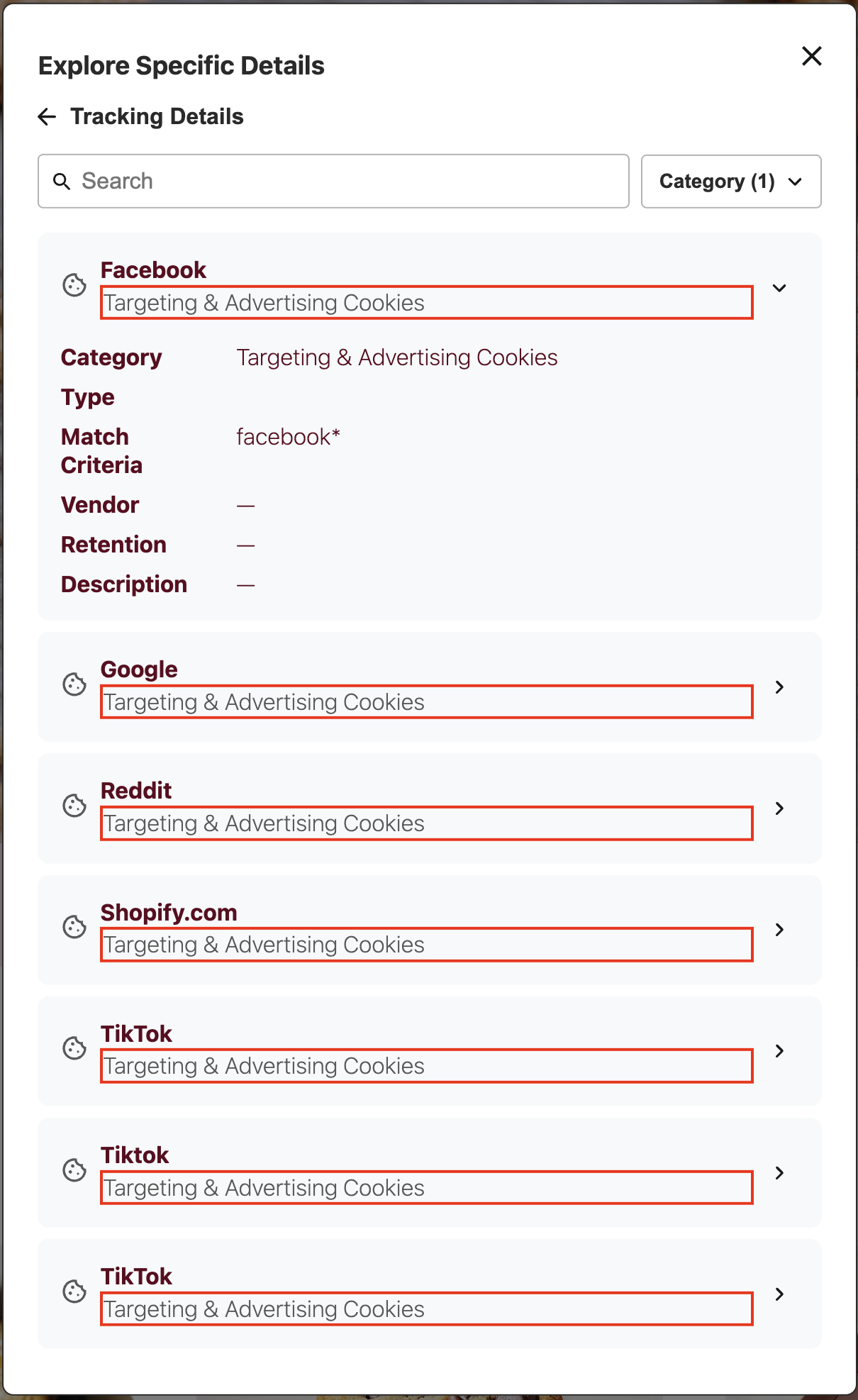 DG Tracking Details Item Header Subtitle