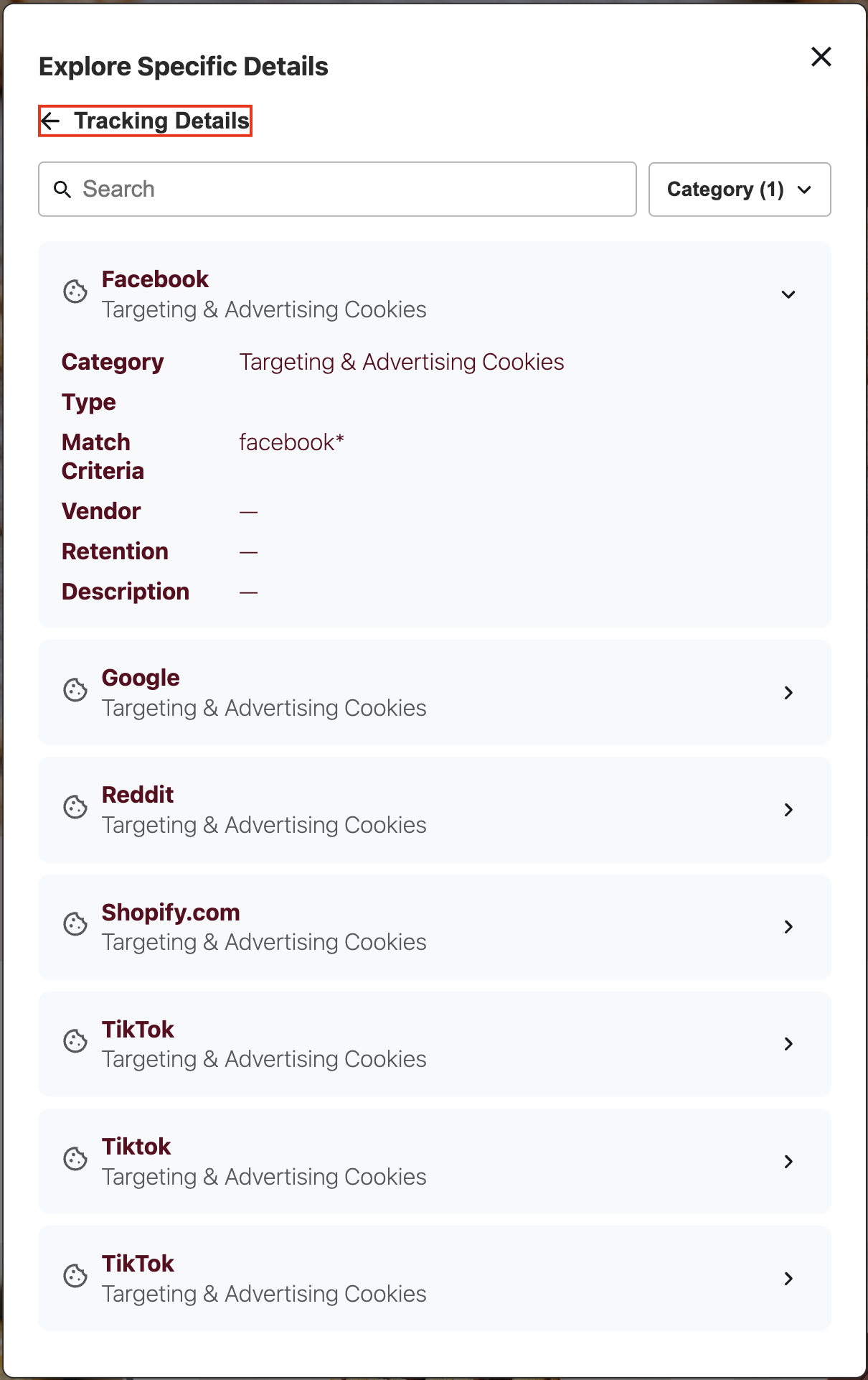 DG Tracking Details Back Link