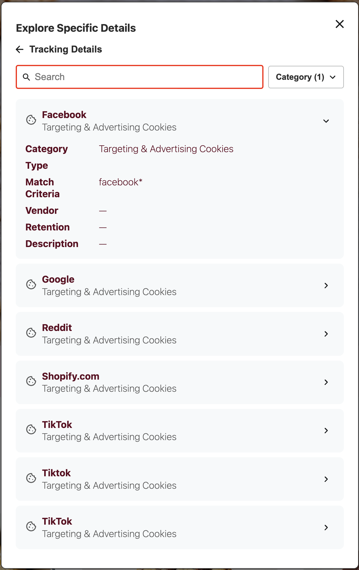 DG Tracking Details Search
