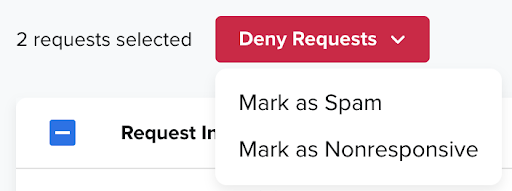 Deny Requests Selection