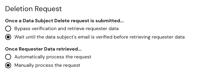 Deletion Request Settings