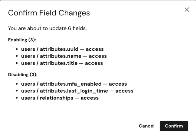 Confirm Field Level Control Changes