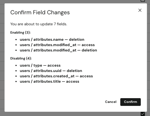 Confirm Field Level Control Changes