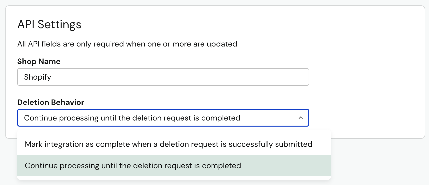 deletion behavior configuration