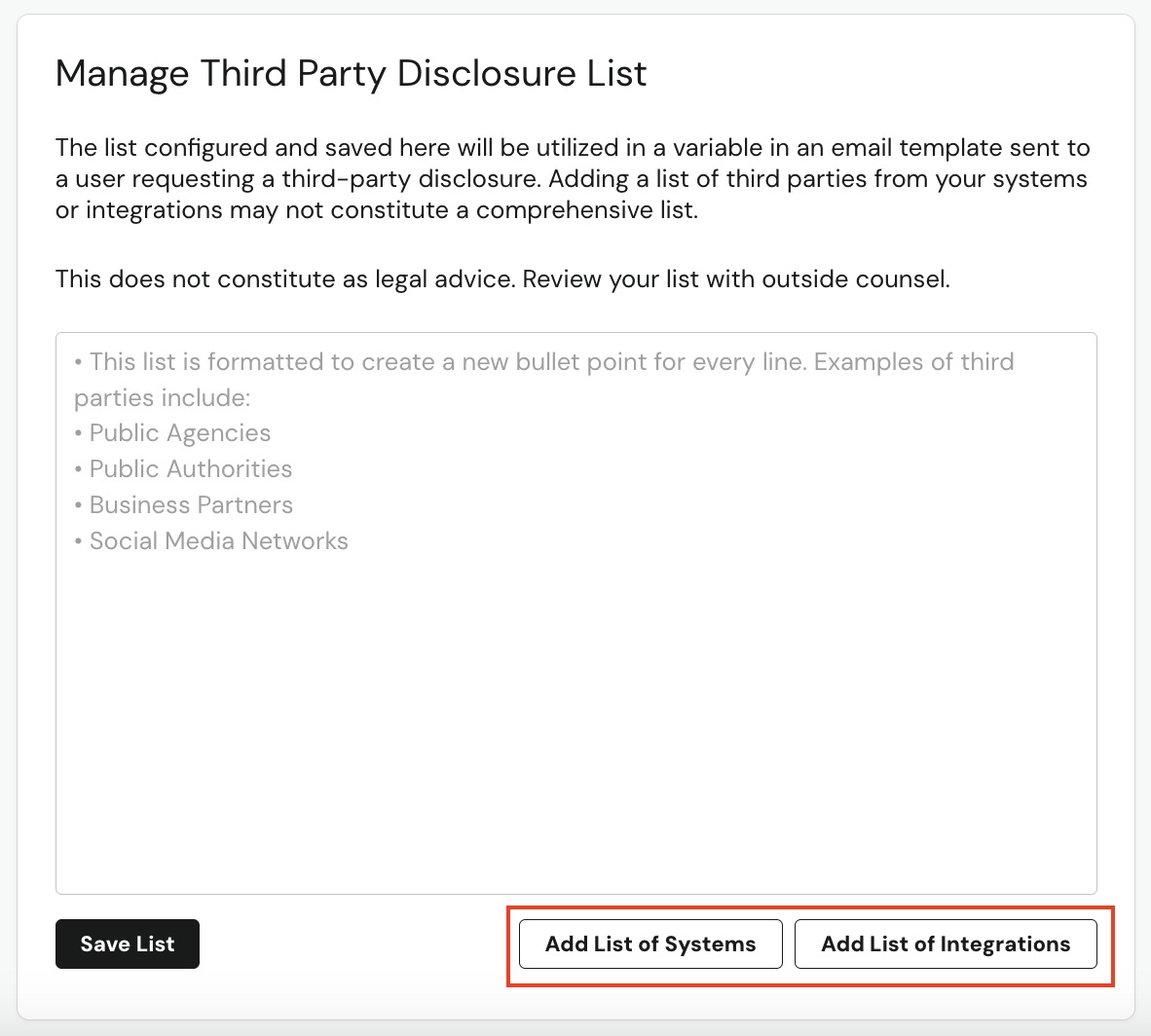 Third Party Disclosures Add