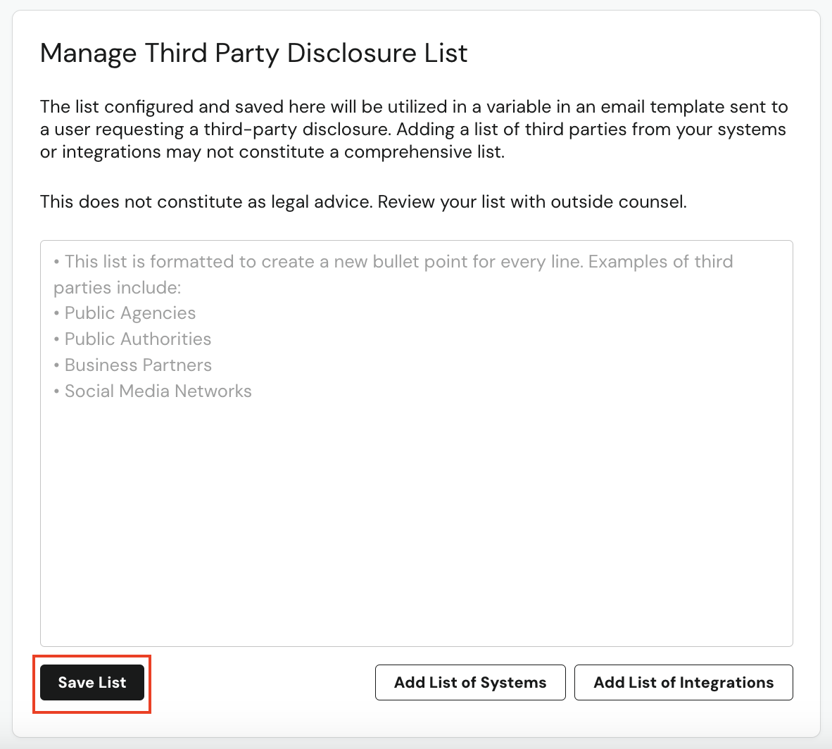 Third Party Disclosures Save