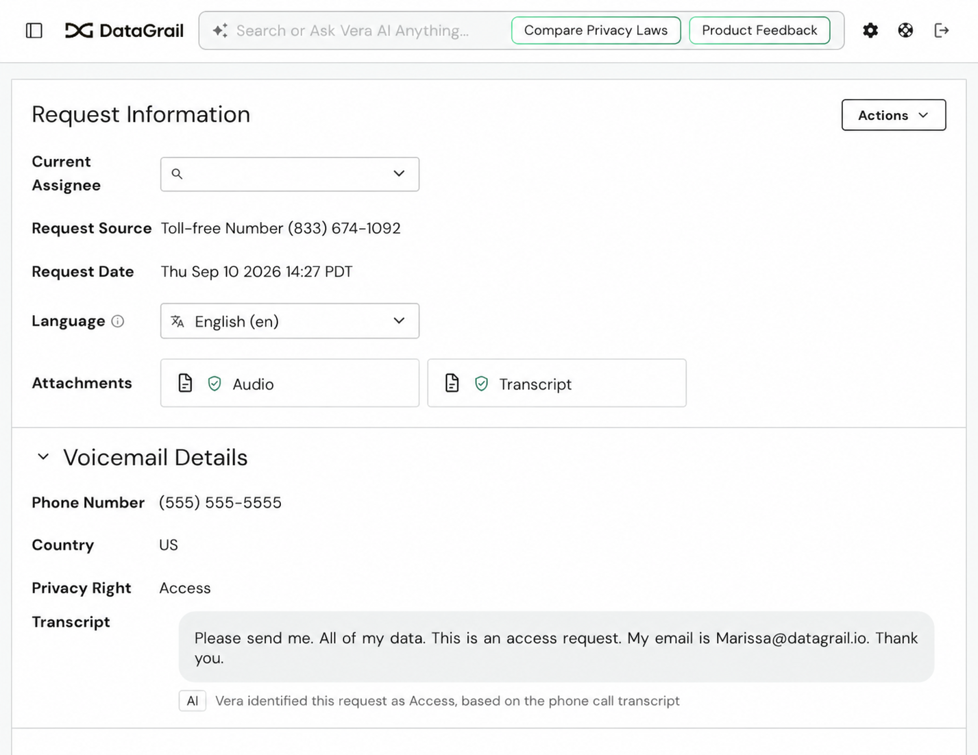 Voicemail Details